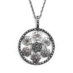 Marcasite Flowers in Circle with Chain